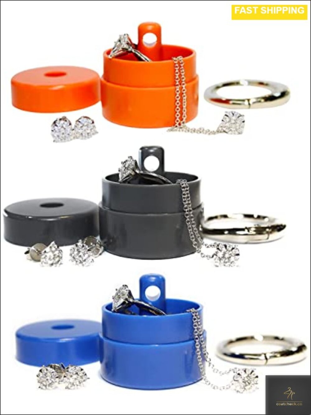 Lion Latch Travel Jewelry Box Ring Holder Keychain Small Organizer Case
